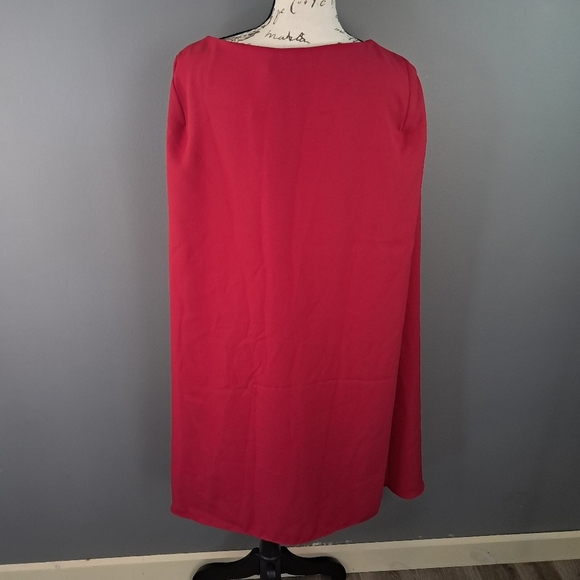 Lauren by Ralph Lauren Cape Georgette Cocktail Dress Size 4 Red - Picture 4 of 10